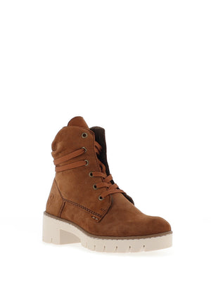 Rieker Womens Suede Ruched Chunky Sole Boots, Tan