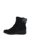 Rieker Womens Ruched Faux Fur Cuff Boots, Black