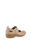 Rieker Womens Woven Detail Velcro Strap Comfort Shoes, Beige