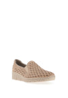 Rieker Womens Laser Cut Wedged Shoe, Beige
