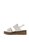 Rieker Womens Faux Buckle Wedged Sandals, White