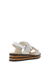 Rieker Womens Faux Buckle Wedged Sandals, White