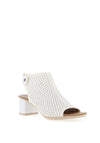 Rieker Womens Woven Block Heel Mule Sandals, White