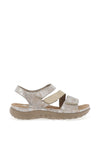 Rieker Womens Padded Multi Strap Velcro Comfort Sandals, Taupe