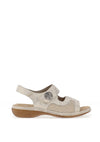 Rieker Womens Velcro Strap Comfort Shoe, Champagne