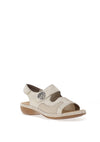 Rieker Womens Velcro Strap Comfort Shoe, Champagne