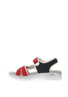Rieker Womens Velcro Strap Comfort Sandals, Red Multi