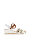 Rieker Floral Print Velcro Wedge Sandals, White