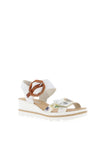 Rieker Floral Print Velcro Wedge Sandals, White