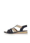 Rieker Womens Metallic Platform Sandals, Navy
