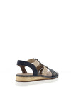 Rieker Womens Metallic Platform Sandals, Navy