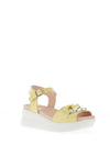 CallagHan Womens Llana Chain Wedge Sandal, Lemon