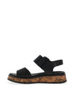 Rieker Womens Evolution Faux Buckle Wedged Sandals, Black