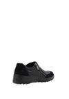 Rieker Womens Leather Quilted Side Zip Shoes, Black