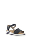 Rieker Womens Stripped Wedged Sandals, Navy