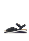 Rieker Womens Stripped Wedged Sandals, Navy