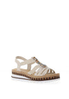 Rieker Womens T Bar Embellished Sandals, Gold