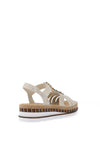 Rieker Womens T Bar Embellished Sandals, Gold