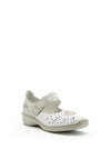 Rieker Womens Velcro Strap Comfort Shoe, White Multi