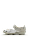 Rieker Womens Velcro Strap Comfort Shoe, White Multi
