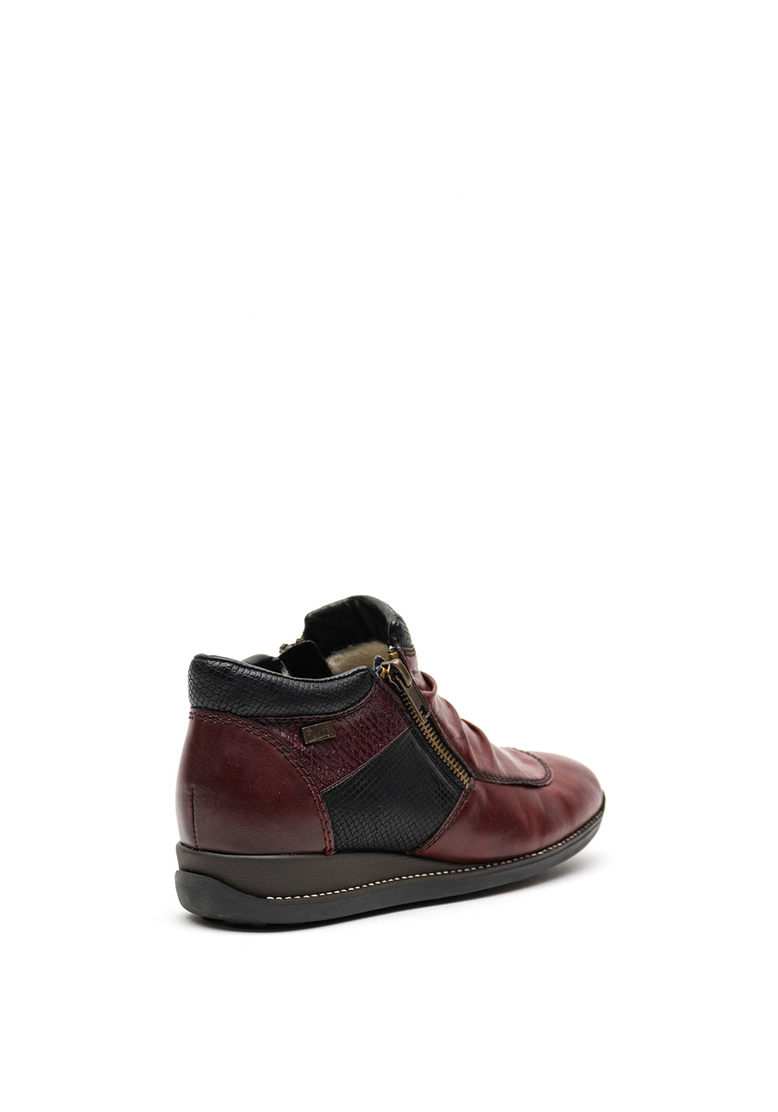 Rieker Womens Leather Zip Front Shoes, Wine