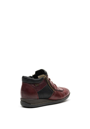 Rieker Womens Leather Zip Front Shoes, Wine