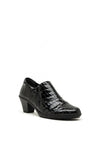 Rieker Womens Patent Croc Block Heel Comfort Shoe, Black