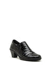 Rieker Womens Patent Croc Block Heel Comfort Shoe, Black