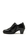 Rieker Womens Patent Croc Block Heel Comfort Shoe, Black
