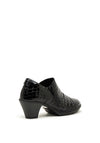 Rieker Womens Patent Croc Block Heel Comfort Shoe, Black