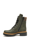 Rieker Womens Knit Cuff Lace Up Boots, Green