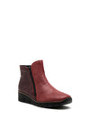Rieker Womens Leather Mix Dual Zip Ankle Boot, Wine