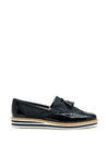 Rieker Womens Tassel Loafer Shoe, Navy