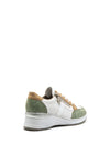 Rieker Womens Leather Mix Wedged Trainers, Green Multi
