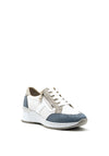 Rieker Womens Leather Mix Wedged Trainers, Denim Multi