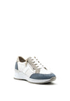 Rieker Womens Leather Mix Wedged Trainers, Denim Multi