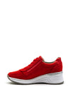 Rieker Womens Retro Red Suede Wedge Trainer, Red