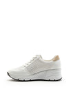 Rieker Womens Perforated Wedge Trainer, White