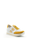 Rieker Womens Faux Leather Lace Up Trainers, Yellow