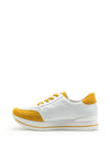 Rieker Womens Faux Leather Lace Up Trainers, Yellow