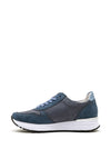 Rieker Womens Leather Zip Low Wedged Trainers, Denim