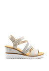 Rieker Womens Strappy Wedge Sandals, Silver
