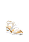 Rieker Womens Strappy Wedge Sandals, Silver