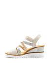 Rieker Womens Strappy Wedge Sandals, Silver