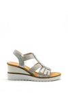 Rieker Womens Diamante Wedged Sandals, Silver