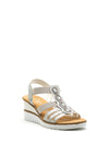 Rieker Womens Diamante Wedged Sandals, Silver
