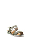 Rieker Womens Leather Velcro Strap Sandals, Green