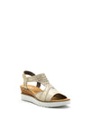 Rieker Womens Metallic Wedged Sandal, Gold