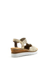 Rieker Womens Metallic Wedged Sandal, Gold