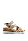 Rieker Womens Floral Print Velcro Strap Wedge Sandal, Multi